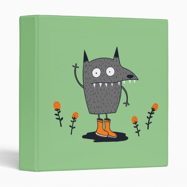 Funny Waving Monster 3 Ring Binder (Front/Spine)