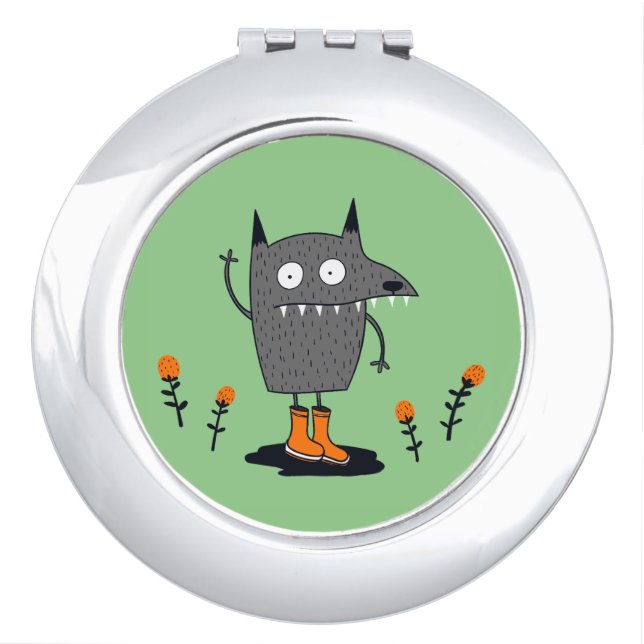 Funny Waving Monster Compact Mirror (Front)
