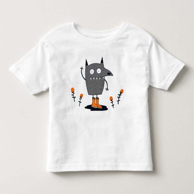 Funny Waving Monster Toddler T-shirt (Front)