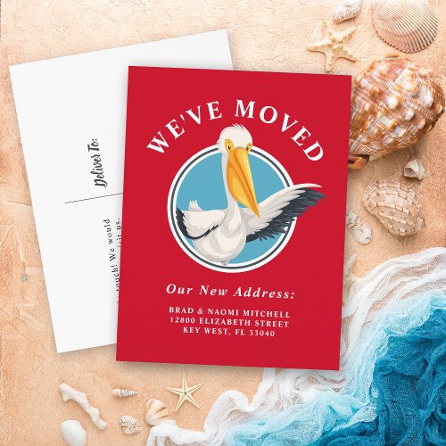 Funny Waving Pelican Moving Announcement Nautical  Postcard