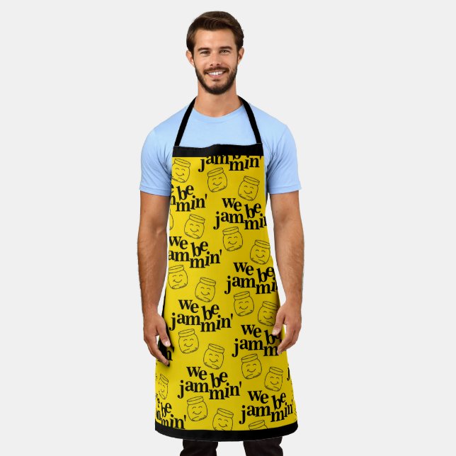 Funny We Be Jammin' Smiling Dancing Canning Jars Apron (Worn)