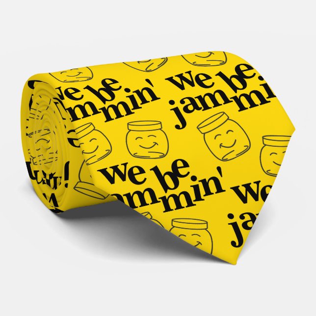 Funny We Be Jammin' Smiling Dancing Canning Jars Neck Tie (Rolled)