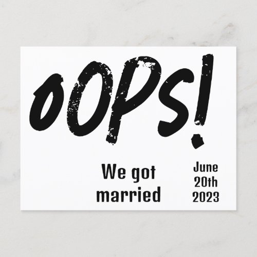 Funny we got married eloped  postcard
