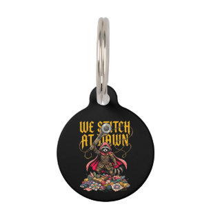 Funny We Stitch At Dawn Raccoon Sewing Quilting Pet ID Tag
