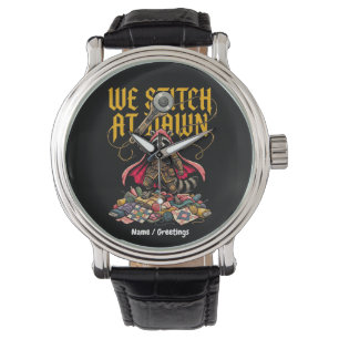 Funny We Stitch At Dawn Raccoon Sewing Quilting Watch