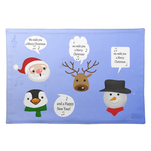 Funny We Wish You a Merry Christmas Cloth Placemat (Front)