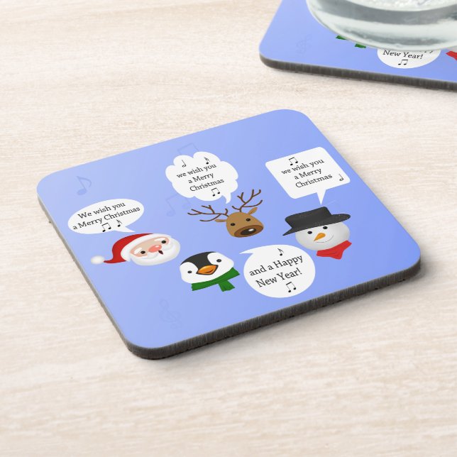 Funny We Wish You a Merry Christmas Coaster (Left Side)