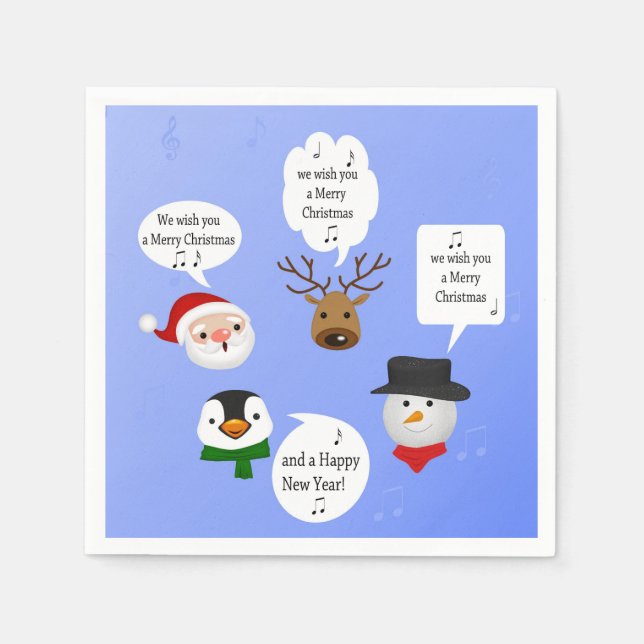 Funny We Wish You a Merry Christmas Paper Napkins (Front)