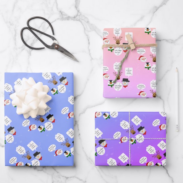 Funny We Wish You a Merry Christmas Wrapping Paper Sheets (Front)