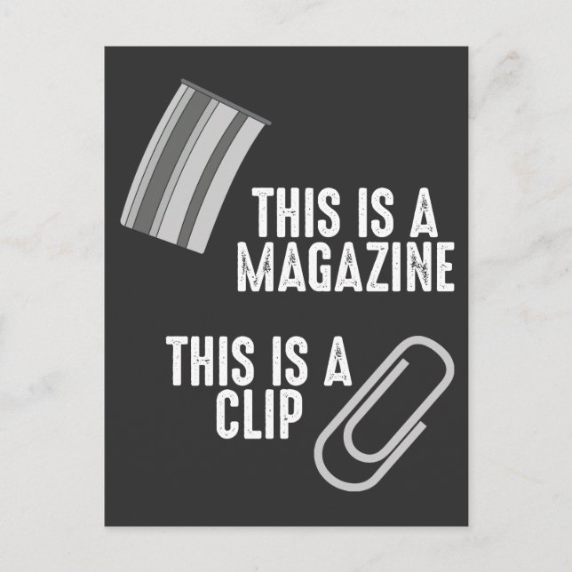 Funny Weapon Humor Rifle Pun Magazine Clip Postcard (Front)