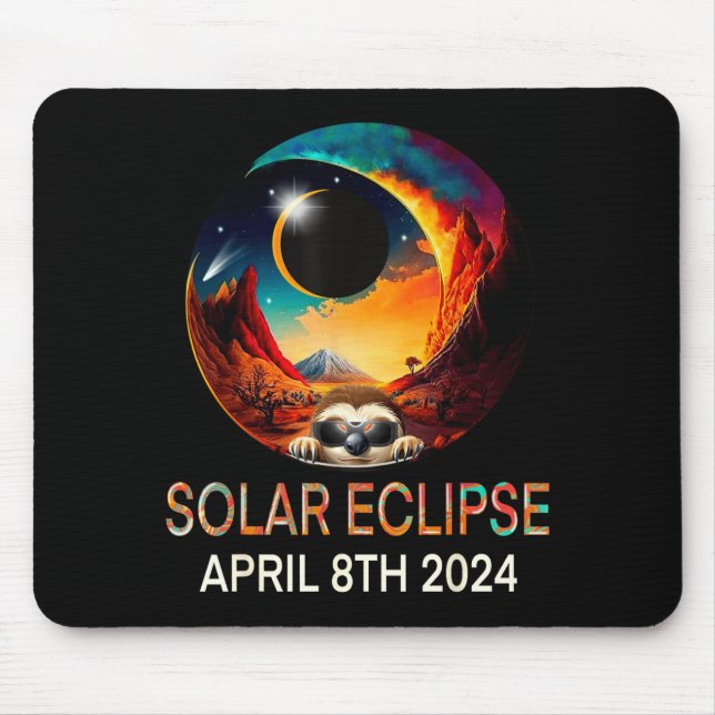 Funny Wearing Solar Eclipse Sloth Solar Eclipse Mouse Pad (Front)