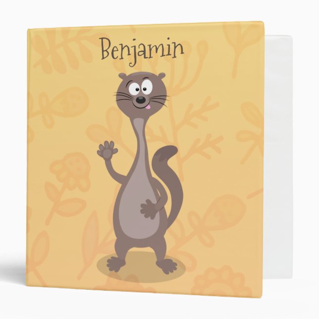 Funny weasel cartoon illustration 3 ring binder (Front/Inside)