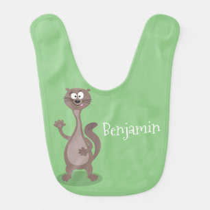 Funny weasel cartoon illustration baby bib