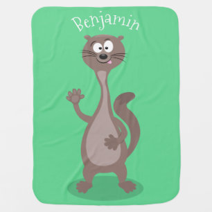 Funny weasel cartoon illustration baby blanket