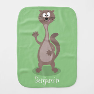 Funny weasel cartoon illustration baby burp cloth