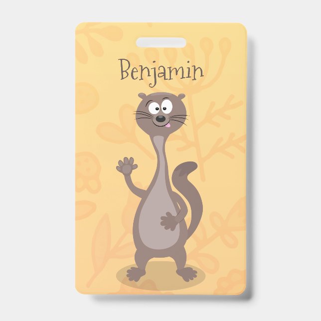 Funny weasel cartoon illustration badge (Front)