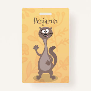 Funny weasel cartoon illustration badge