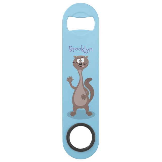 Funny weasel cartoon illustration bar key (Front)
