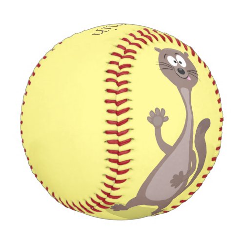 Funny weasel cartoon illustration baseball