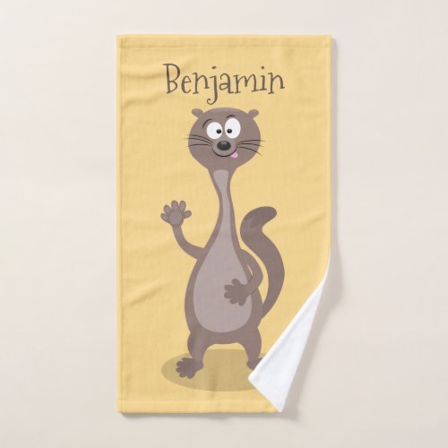 Funny weasel cartoon illustration bath towel set