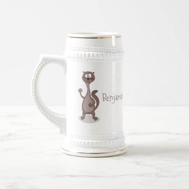 Funny weasel cartoon illustration beer stein (Left)