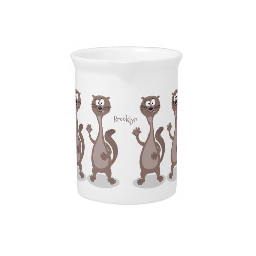 Funny weasel cartoon illustration beverage pitcher