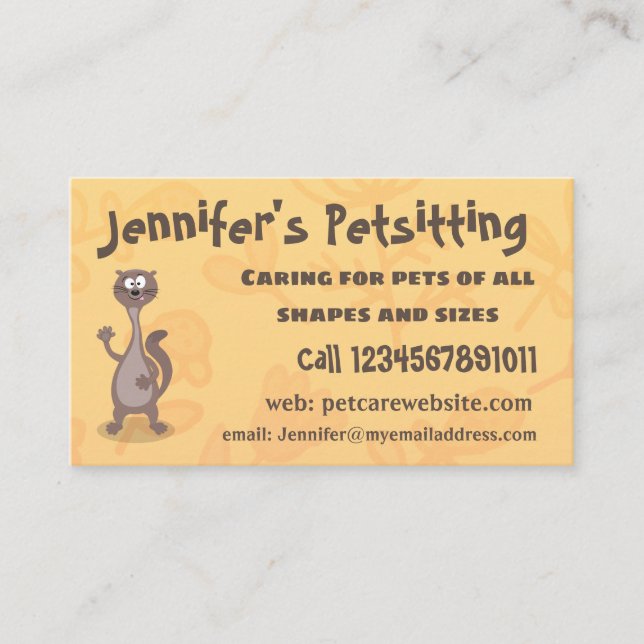 Funny weasel cartoon illustration business card (Front)