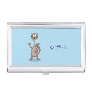 Funny weasel cartoon illustration business card case