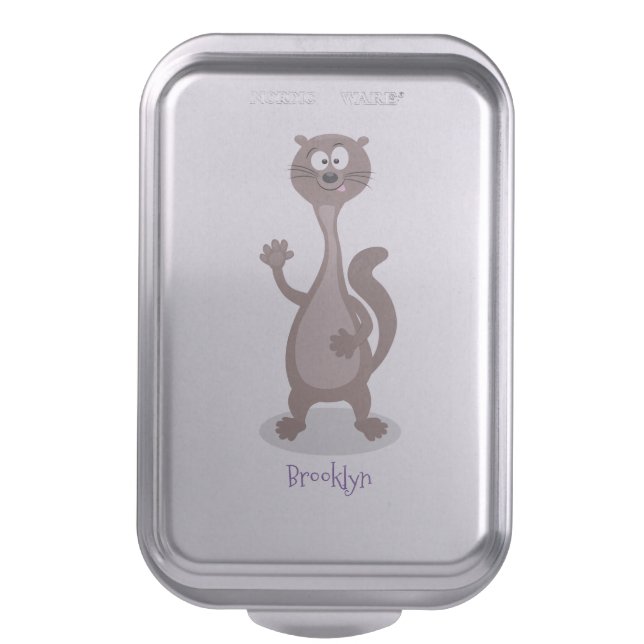 Funny weasel cartoon illustration cake pan (Front Vertical)