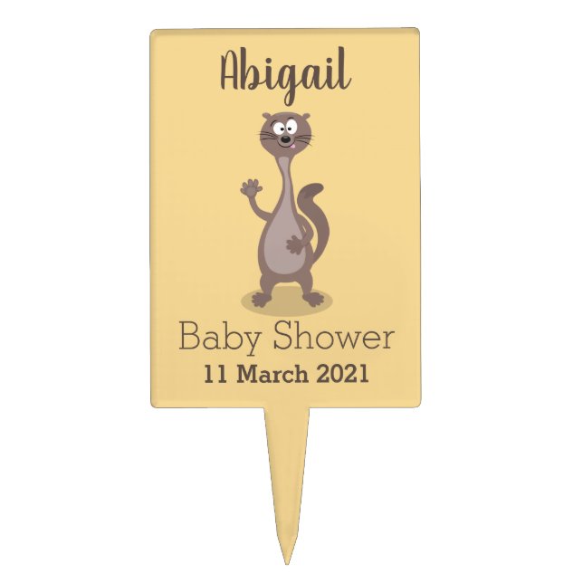 Funny weasel cartoon illustration cake topper (Front)