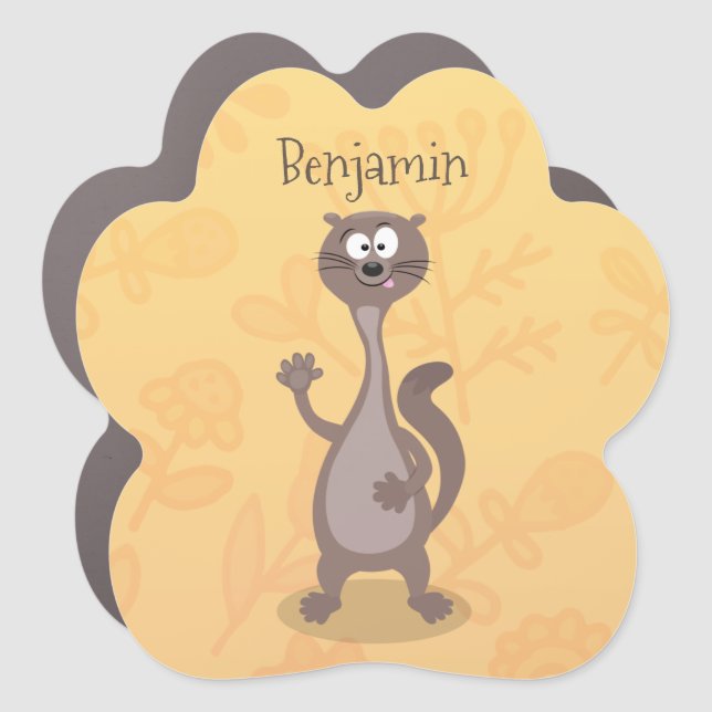 Funny weasel cartoon illustration car magnet (Front)