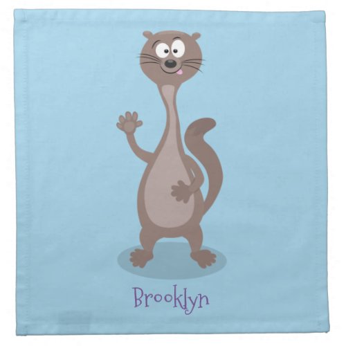 Funny weasel cartoon illustration cloth napkin