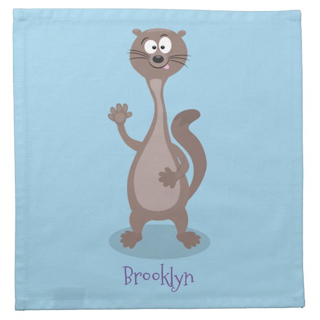 Funny weasel cartoon illustration cloth napkin (Front)