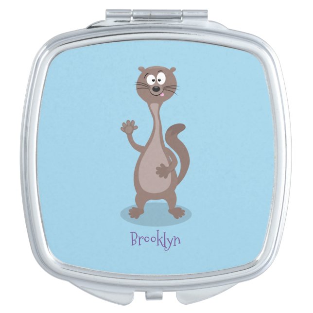 Funny weasel cartoon illustration compact mirror (Front)