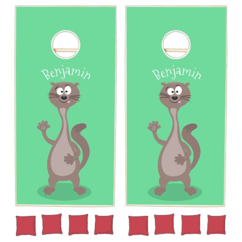 Funny weasel cartoon illustration cornhole set