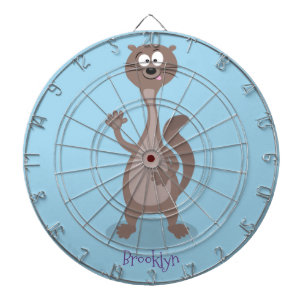 Funny weasel cartoon illustration dart board