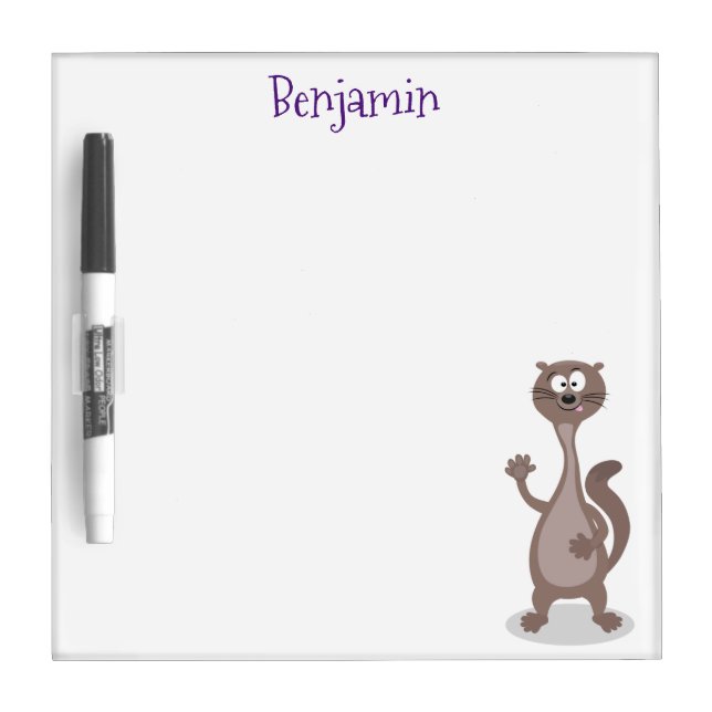 Funny weasel cartoon illustration dry erase board (Front)