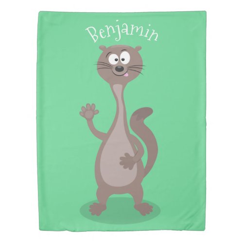 Funny weasel cartoon illustration duvet cover