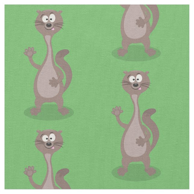 Funny weasel cartoon illustration fabric (Close Up)