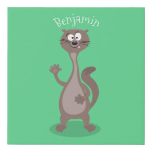 Funny weasel cartoon illustration faux canvas print