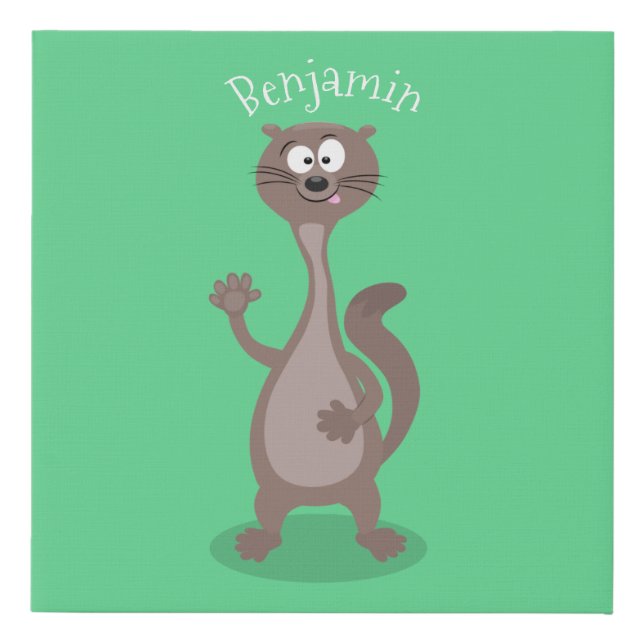 Funny weasel cartoon illustration faux canvas print (Front)