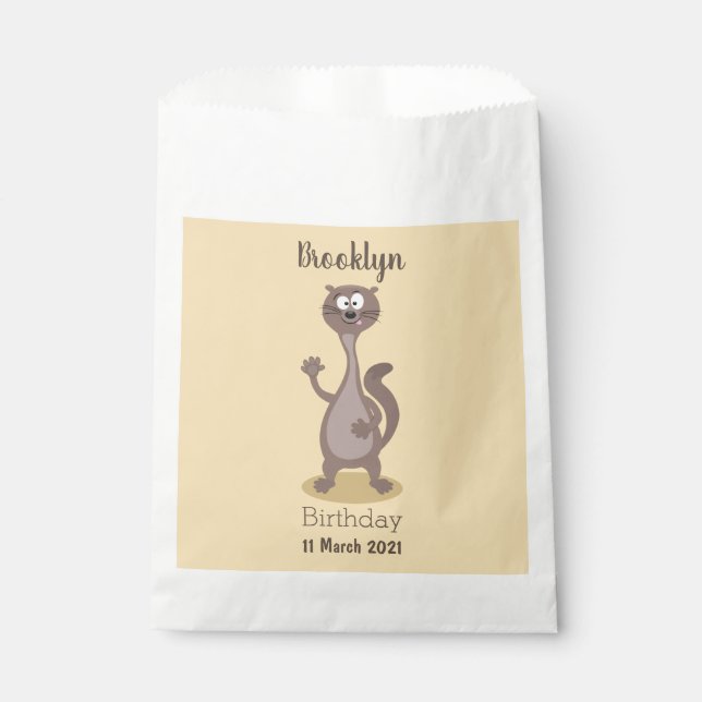 Funny weasel cartoon illustration favor bag (Front)