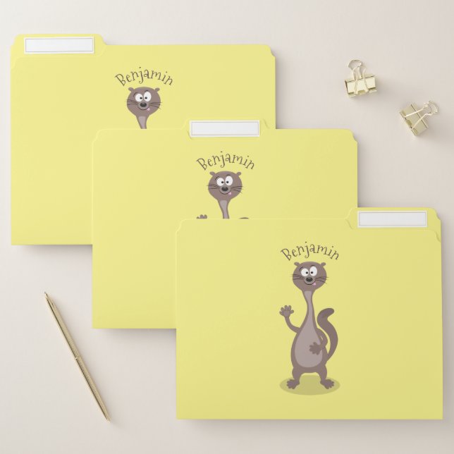 Funny weasel cartoon illustration file folder (Set)