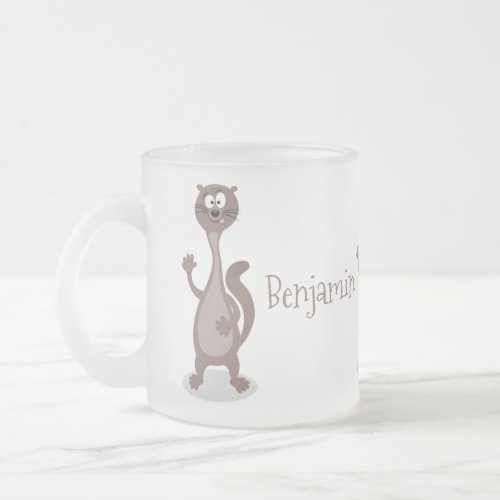 Funny weasel cartoon illustration frosted glass coffee mug