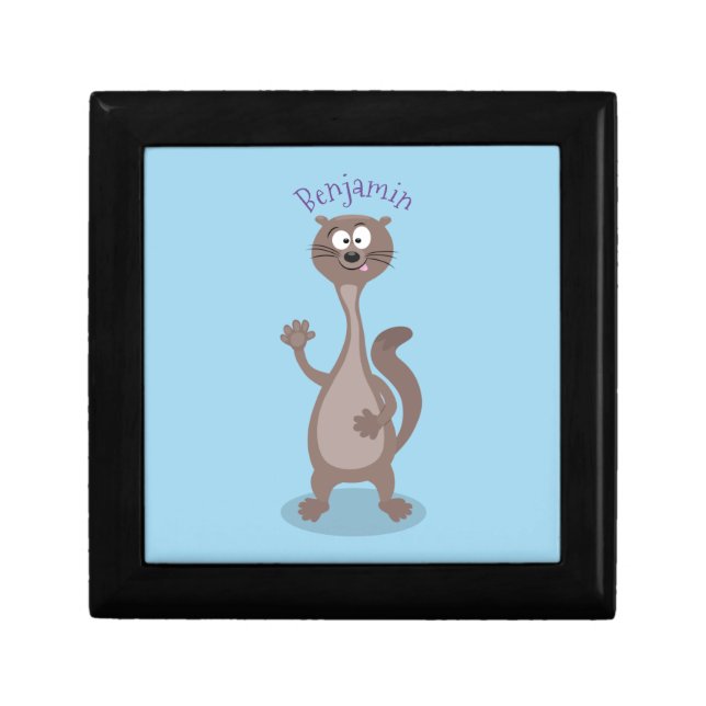Funny weasel cartoon illustration gift box (Front)