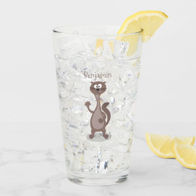 Funny weasel cartoon illustration glass (Back Ice)
