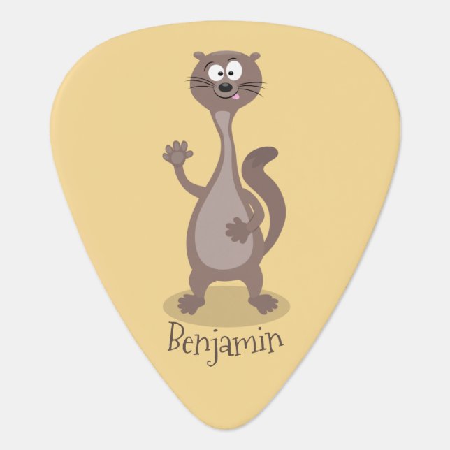 Funny weasel cartoon illustration guitar pick (Front)