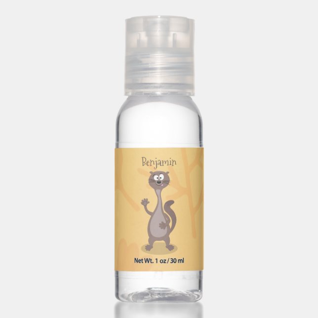 Funny weasel cartoon illustration hand sanitizer (Front)