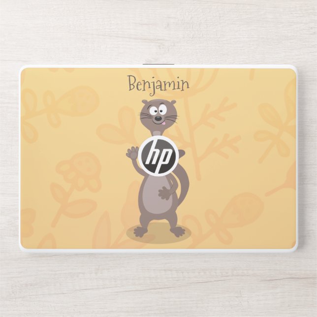 Funny weasel cartoon illustration HP laptop skin (Front)