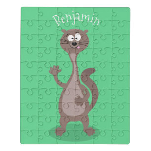 Funny weasel cartoon illustration jigsaw puzzle